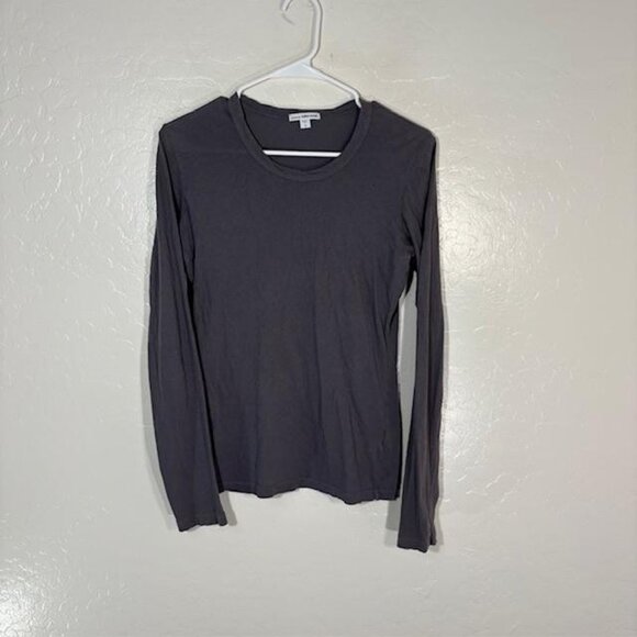 James Perse Shirt Womens Large Gray Long Sleeve Crewneck Made in USA Standard - Picture 1 of 8